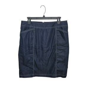 Jones New York Blue Double Front Pocket Stretch Pencil Skirt Size 10 Medium